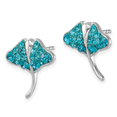 Sterling Silver Rhodium-plated Polished Blue Crystal Sting Ray Post Earring