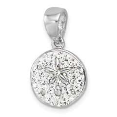 Sterling Silver Rhodium-Plated Polished Crystal Sand Dollar Pendant