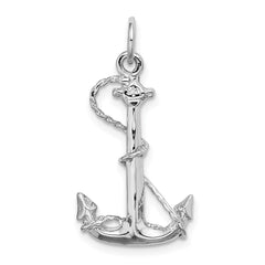 14K White Gold Solid Polished 3-D Anchor Charm - 2