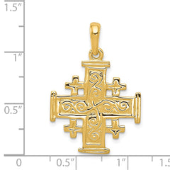 14k Jerusalem Cross Pendant - 2
