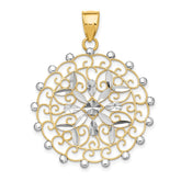 14k White Rhodium Diamond-cut Filigree Pendant - 2