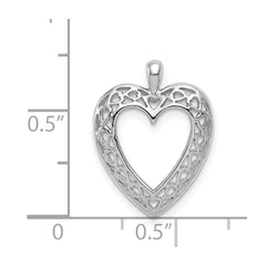 14K White Cut-Out Heart Pendant