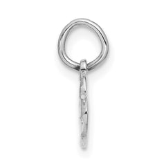 14k White Gold Satin And Diamond-cut Double Heart Charm