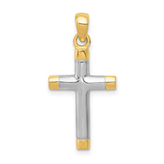 14k w/Rhodium Cross Pendant - 3