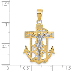 14k Two-tone Mariner's Crucifix Pendant - 2