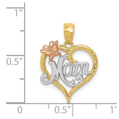 14k Two-tone w/White Rhodium MOM Heart Pendant - 2