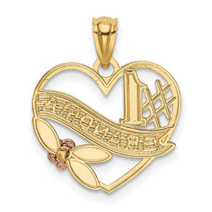 14k Two-tone w/White Rhodium #1 GRANDMA Heart Pendant - 2