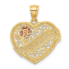 14k Two-tone w/White Rhodium GRANDMA Heart Pendant - 2