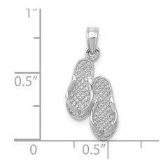 14k 3D White Gold Flip Flops Pendant