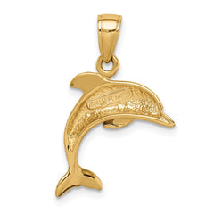 14k Jumping Dolphin Pendant - 2
