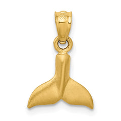 14K 3D Whale Tail Pendant - 2