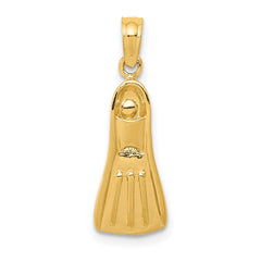 14K 3D Scuba Flipper Pendant