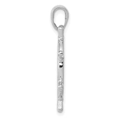 14K White Gold 3D Ships Wheel Pendant