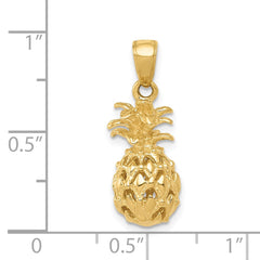 14K 3D Cut-out Pineapple Pendant