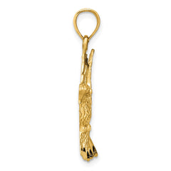 14K Diamond-cut Hummingbird Pendant