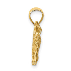 14K Diamond-cut Wolf Pendant
