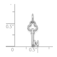 14K White Gold Key Letter N Initial Charm