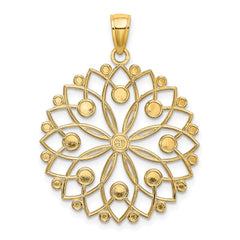 14k and White Rhodium Diamond-cut Flower Pendant - 2