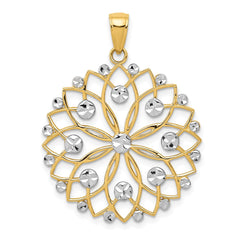 14k and White Rhodium Diamond-cut Flower Pendant - 2