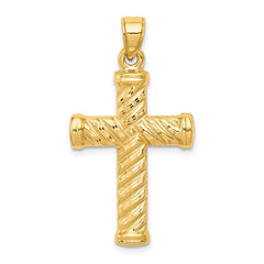 14k Reversible Diamond-cut Cross Pendant