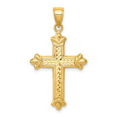 14k Reversible Diamond-cut Cross Pendant - 2
