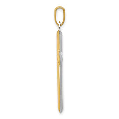 14K W/Rhodium Reversible Yellow/White Cross Pendant
