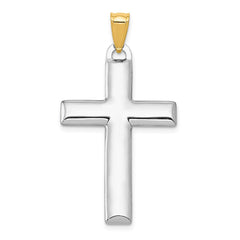 14K W/Rhodium Reversible Yellow/White Cross Pendant