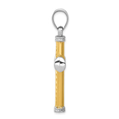 14K Two-Tone and Rhodium Reversible Cross