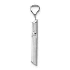 14k White Gold Polished Hollow Cross Pendant - 6