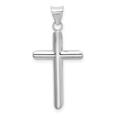 14k White Gold Polished Hollow Cross Pendant - 6