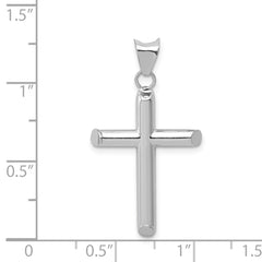 14k White Gold Polished Hollow Cross Pendant - 6