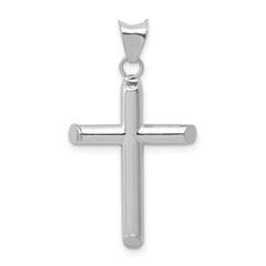 14k White Gold Polished Hollow Cross Pendant - 6