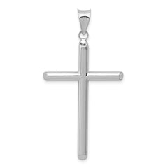 14k White Gold Hollow Cross Pendant - 6