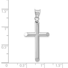 14k White Gold Hollow Cross Pendant - 10