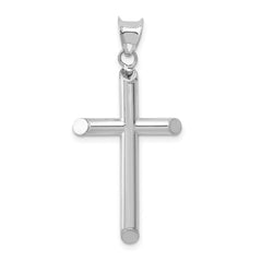 14k White Gold Hollow Cross Pendant - 10