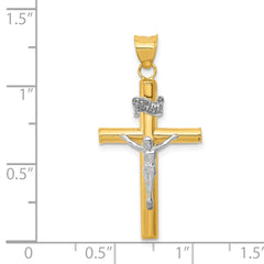 14k Two-tone INRI Crucifix Pendant - 3