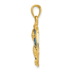 14K Blue Enameled Shell Cluster Pendant