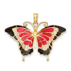 14K Enameled Butterfly Pendant - 3