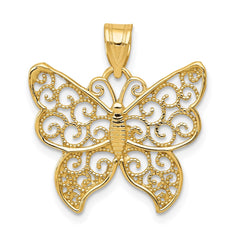 14k Filigree Butterfly Pendant - 2