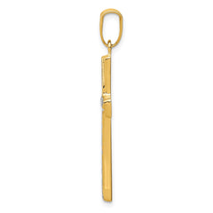 14k w/Rhodium Diamond-cut Cross Pendant - 3