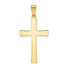 14k w/Rhodium Diamond-cut Cross Pendant - 3