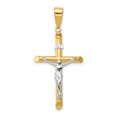 14k Two-tone Hollow Crucifix Pendant - 2