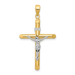 14k Two-tone Hollow Crucifix Pendant - 3