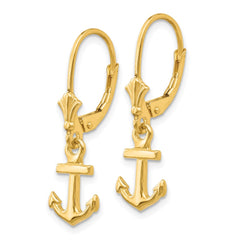 14K Mini Anchor Leverback Earrings