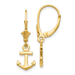 14K Mini Anchor Leverback Earrings