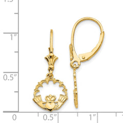 14K Claddagh in Circle Leverback Earrings