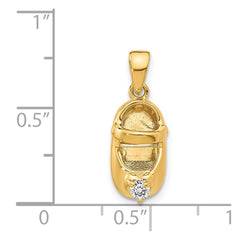 14k 3-D April/Synthetic Stone Engraveable Baby Shoe Charm