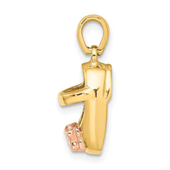 14k 3D Two-tone Baby Shoe Charm - 2