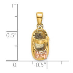14k 3D Two-tone Baby Shoe Charm - 2