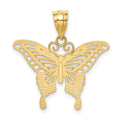 14k and Rhodium Diamond-cut Butterfly Pendant - 2